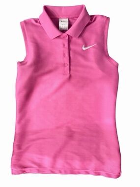 Nike Girls Pink Sleeveless Polo with White Swoosh